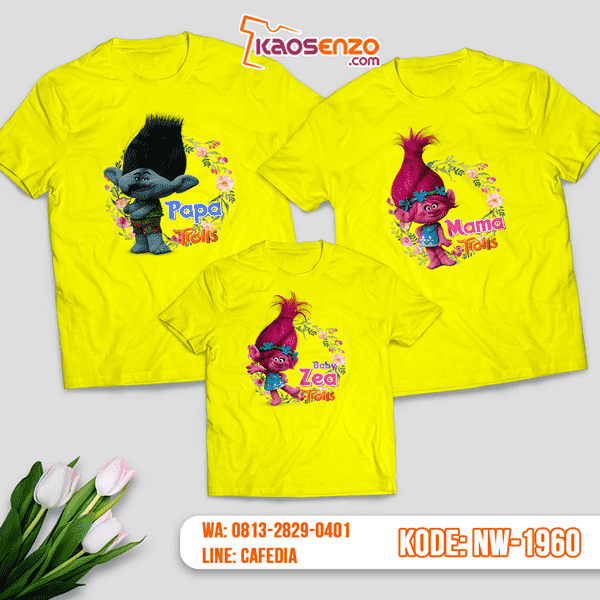 Baju Kaos Couple Keluarga Trolls | Kaos Family Custom | Kaos Trolls - NW 1960