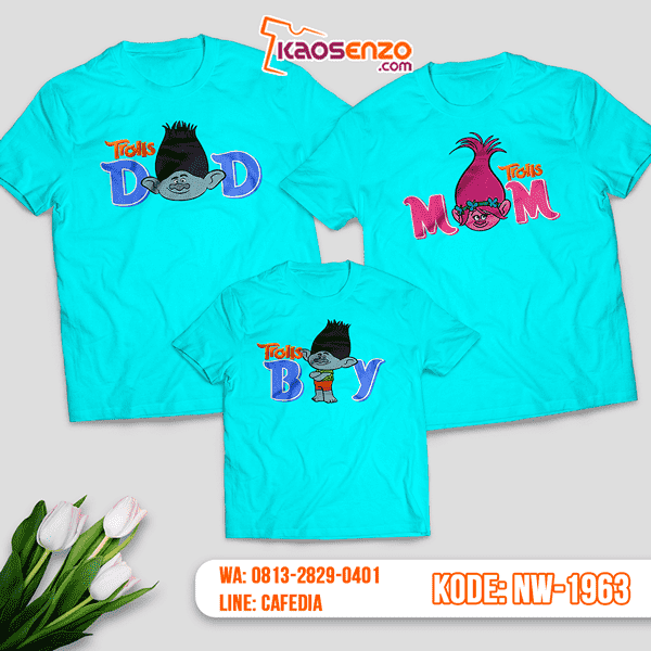 Baju Kaos Couple Keluarga Trolls | Kaos Family Custom | Kaos Trolls - NW 1963