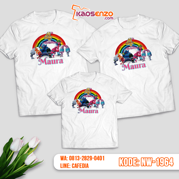 Baju Kaos Couple Keluarga Trolls | Kaos Ultah Anak | Kaos Trolls - NW 1964