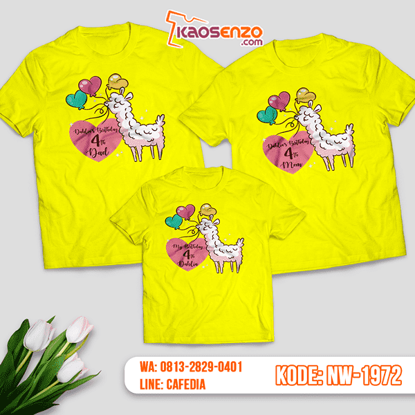 Kaos Couple Keluarga Llama | Kaos Ulang Tahun Anak | Kaos Llama - NW 1972