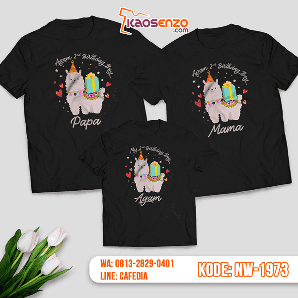 Kaos Couple Keluarga Llama | Kaos Ulang Tahun Anak | Kaos Llama - NW 1973