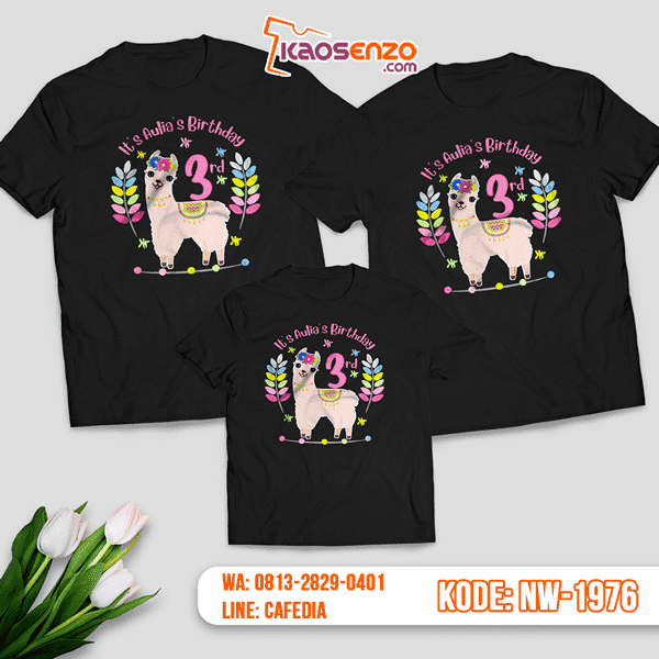 Kaos Couple Keluarga Llama | Kaos Ulang Tahun Anak | Kaos Llama - NW 1976