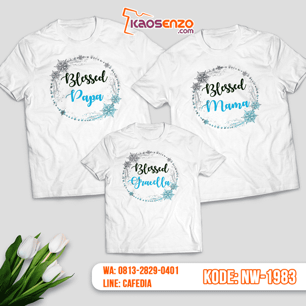 Baju Kaos Couple Keluarga Blessed Ice | Kaos Family Custom | Kaos Blessed Ice - NW 1983