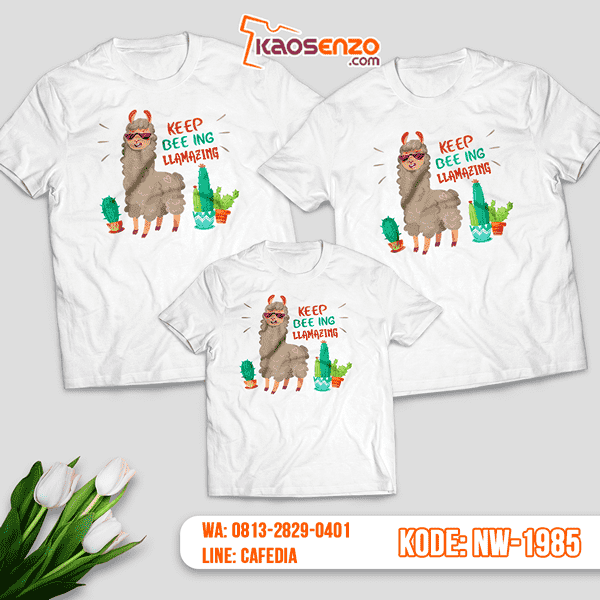 Baju Kaos Couple Keluarga Llama | Kaos Family Custom | Kaos Llama - NW 1985