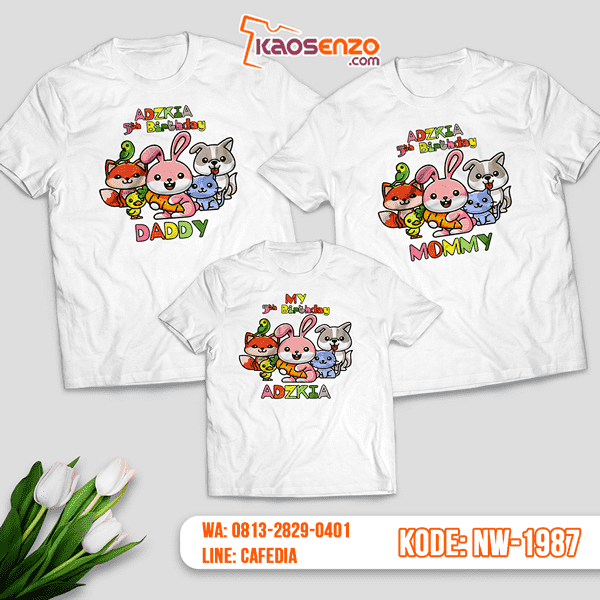 Baju Kaos Couple Keluarga Animal Zoo | Kaos Ultah Anak | Kaos Animal Zoo - NW 1987