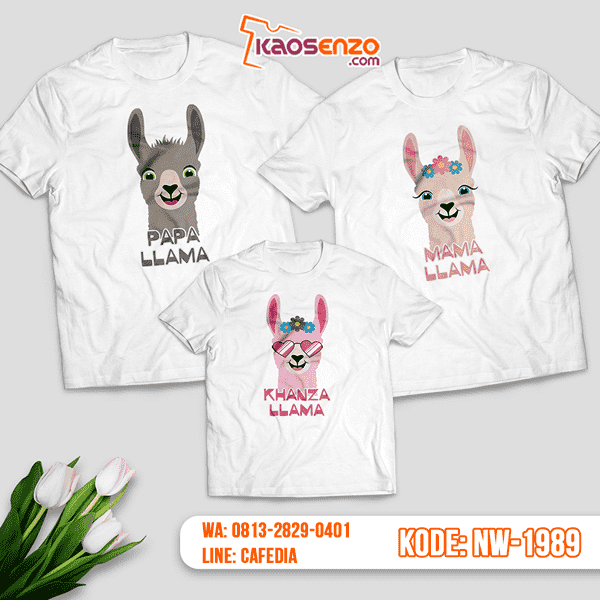 Baju Kaos Couple Keluarga Llama | Kaos Family Custom | Kaos Llama - NW 1989