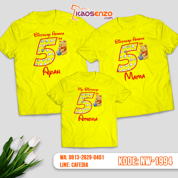 Kaos Couple Keluarga Winnie The Pooh | Kaos Ulang Tahun Anak | Kaos Winnie The Pooh - NW 1994