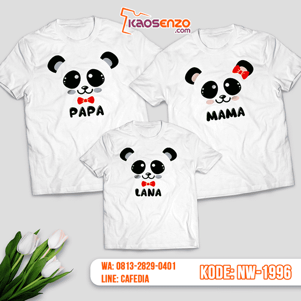 Baju Kaos Couple Keluarga Panda | Kaos Family Custom | Kaos Panda - NW 1996