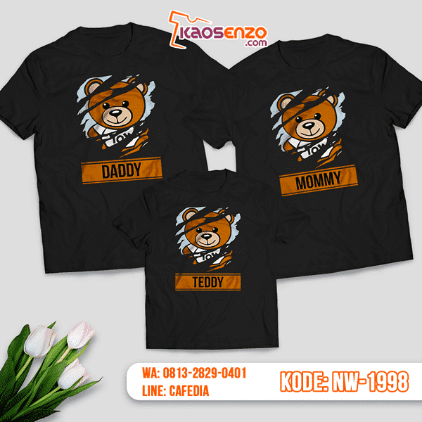 Baju Kaos Couple Keluarga Bear | Kaos Family Custom | Kaos Bear - NW 1998