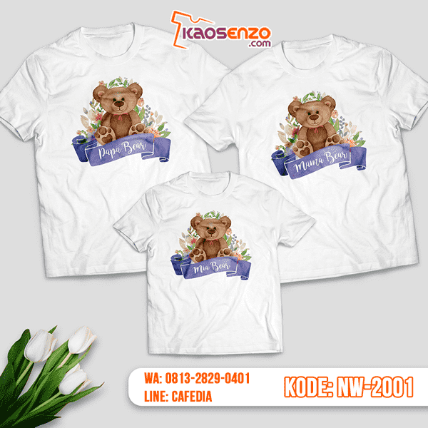 Baju Kaos Couple Keluarga Bear | Kaos Family Custom | Kaos Bear - NW 2001