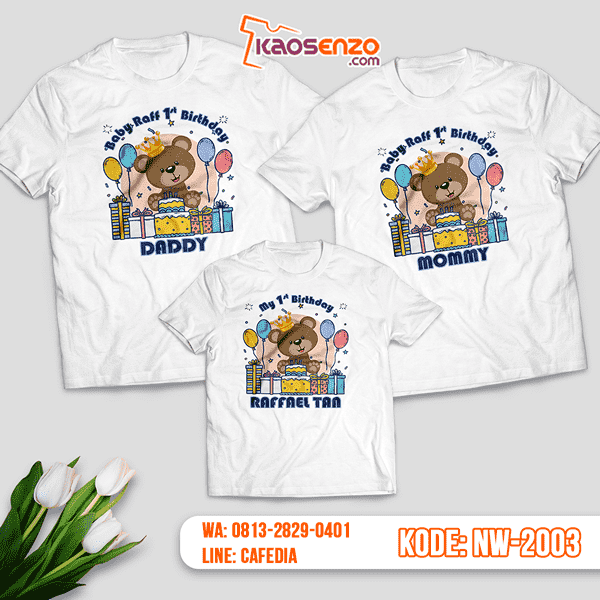 Baju Kaos Couple Keluarga Bear | Kaos Ultah Anak | Kaos Bear - NW 2003