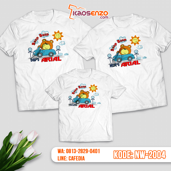 Baju Kaos Couple Keluarga Bear | Kaos Family Custom | Kaos Bear - NW 2004