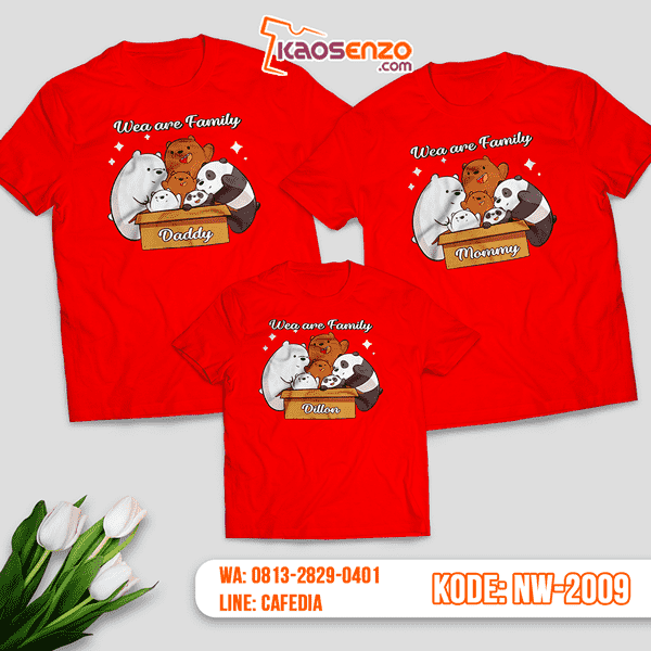 Baju Kaos Couple Keluarga Bare Bears | Kaos Family Custom | Kaos Bare Bears - NW 2009