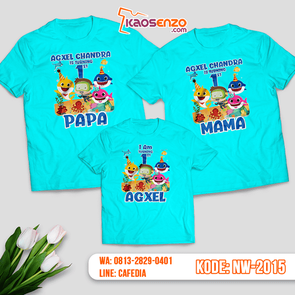 Kaos Couple Keluarga Baby Shark | Kaos Ulang Tahun Anak | Kaos Baby Shark - NW 2015