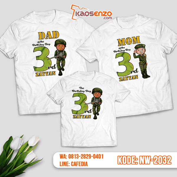 Baju Kaos Couple Keluarga Army | Kaos Ultah Anak | Kaos Army - NW 2032