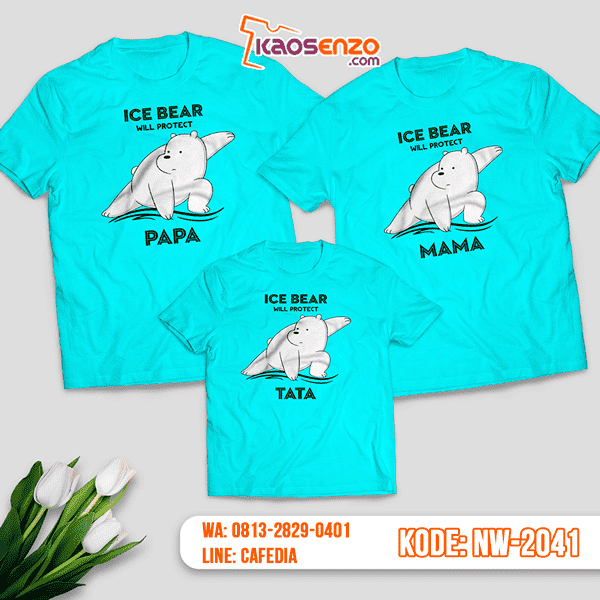 Baju Kaos Couple Keluarga Bare Bears | Kaos Family Custom | Kaos Bare Bears - NW 2041