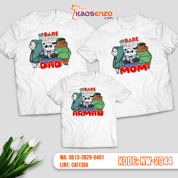 Baju Kaos Couple Keluarga Bare Bears | Kaos Family Custom | Kaos Bare Bears - NW 2044