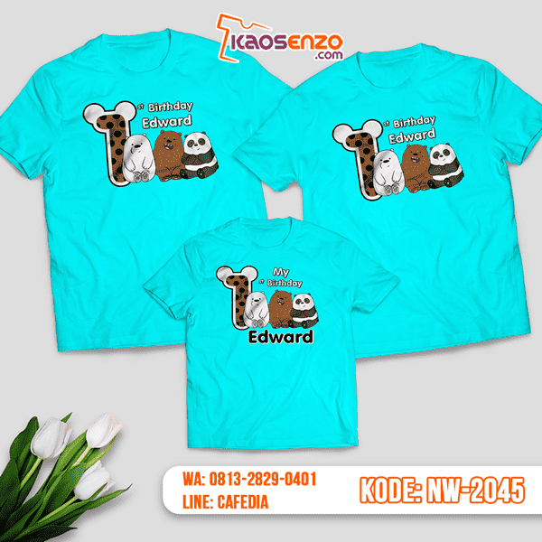 Kaos Couple Keluarga Bare Bears | Kaos Ulang Tahun Anak | Kaos Bare Bears - NW 2045