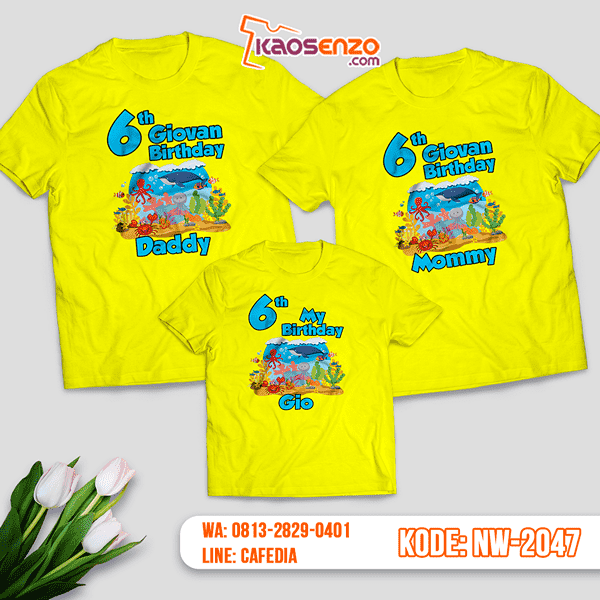 Kaos Couple Keluarga Bawah Laut | Kaos Ulang Tahun Anak | Kaos Bawah Laut - NW 2047