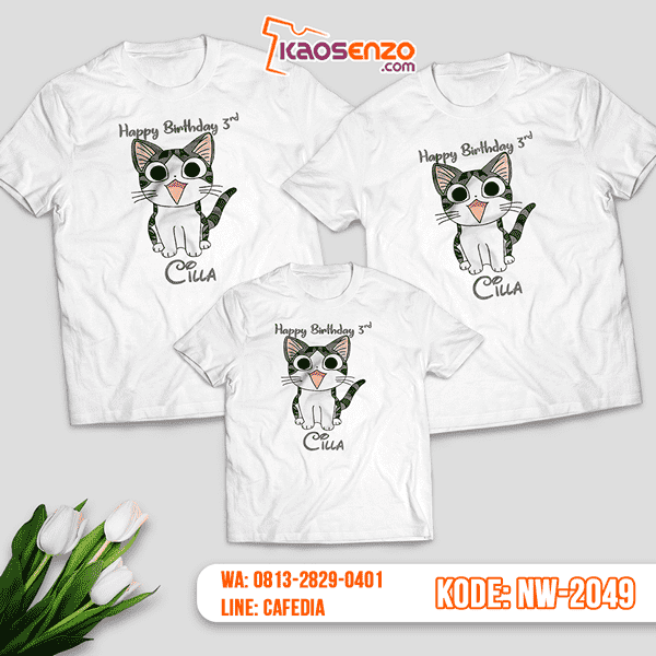 Baju Kaos Couple Keluarga Kucing | Kaos Ultah Anak | Kaos Kucing - NW 2049