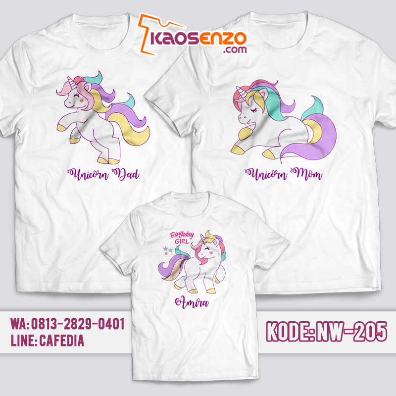 Baju Kaos Couple Keluarga | Baju Kaos Ultah Motif Unicorn
