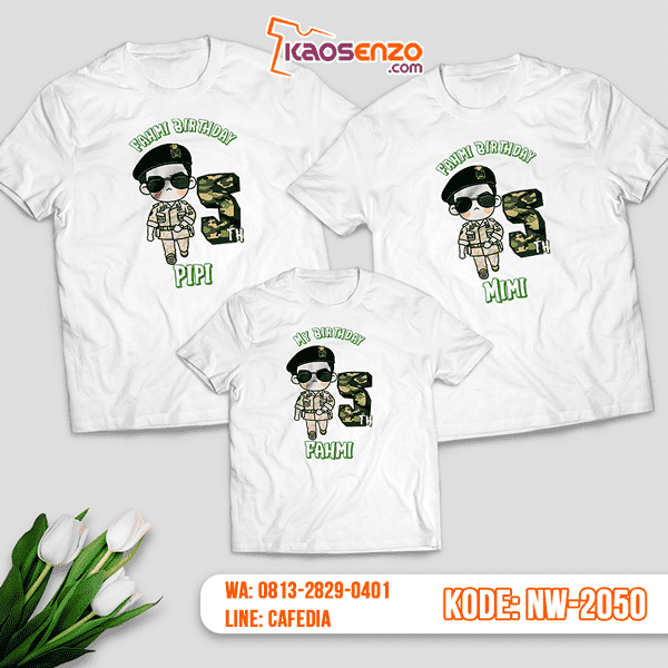 Baju Kaos Couple Keluarga Army | Kaos Ultah Anak | Kaos Army - NW 2050