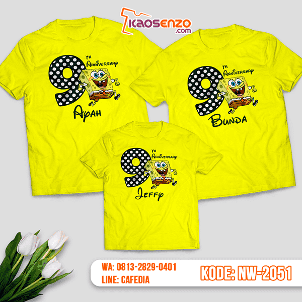 Kaos Couple Keluarga Spongebob | Kaos Ulang Tahun Anak | Kaos Spongebob - NW 2051