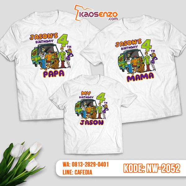 Baju Kaos Couple Keluarga Scooby Doo | Kaos Ultah Anak | Kaos Scooby Doo - NW 2052