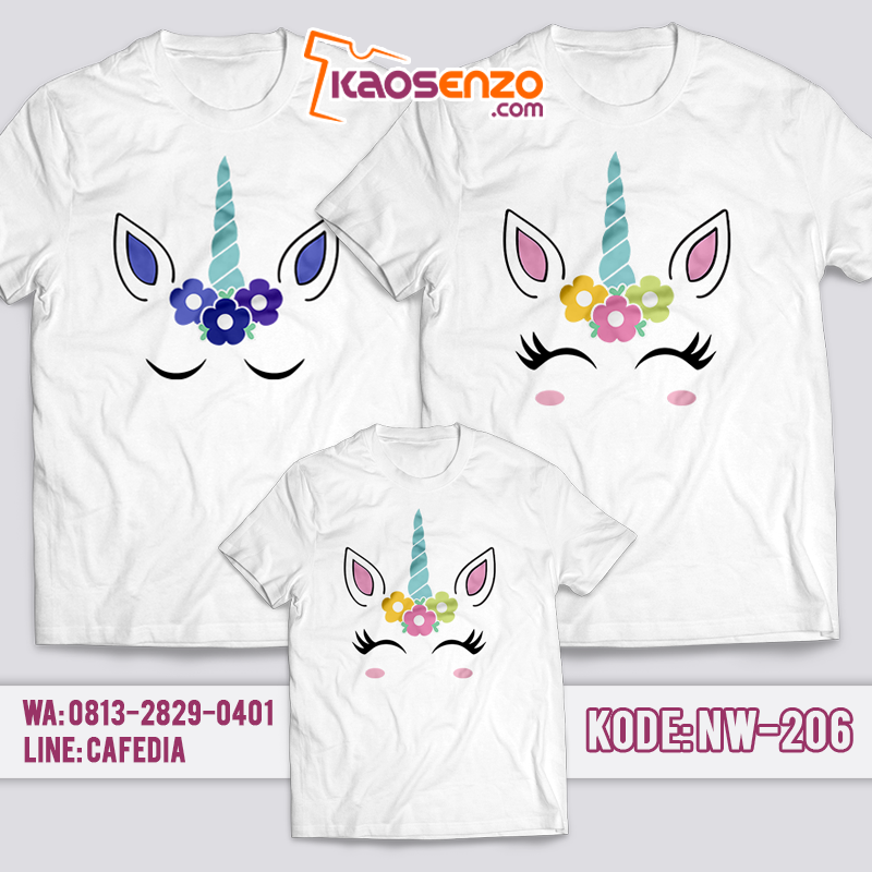 Baju Kaos Couple Keluarga | Baju Kaos Ultah Motif Unicorn