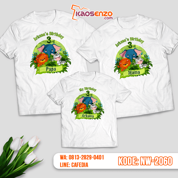 Baju Kaos Couple Keluarga Animal Zoo | Kaos Ultah Anak | Kaos Animal Zoo - NW 2060