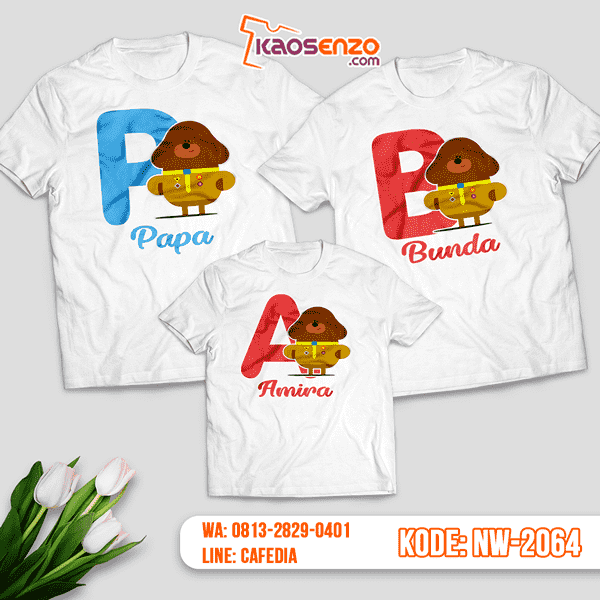 Baju Kaos Couple Keluarga Hey Duggee | Kaos Family Custom | Kaos Hey Duggee - NW 2064