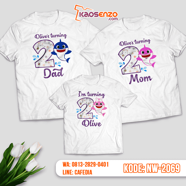 Baju Kaos Couple Keluarga Baby Shark | Kaos Ultah Anak | Kaos Baby Shark - NW 2069