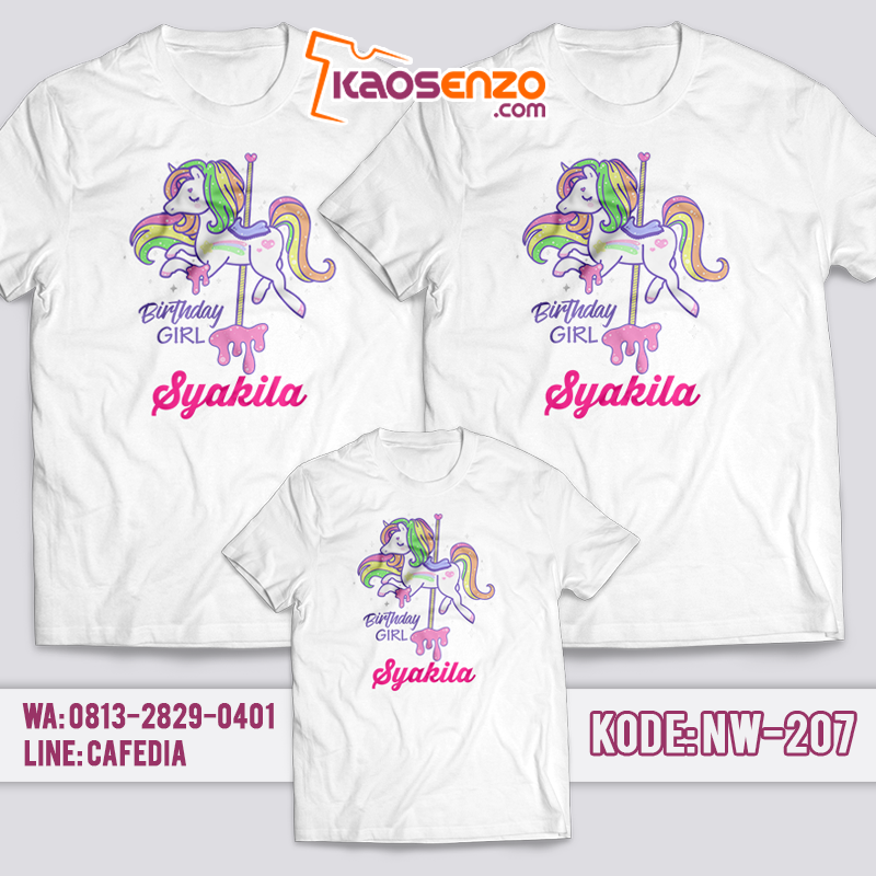 Baju Kaos Couple Keluarga | Baju Kaos Ultah Motif Unicorn