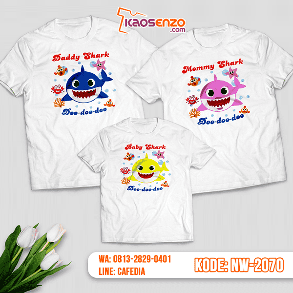 Baju Kaos Couple Keluarga Baby Shark | Kaos Family Custom | Kaos Baby Shark - NW 2070