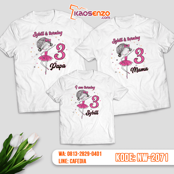 Baju Kaos Couple Keluarga Ballet | Kaos Ultah Anak | Kaos Ballet - NW 2071