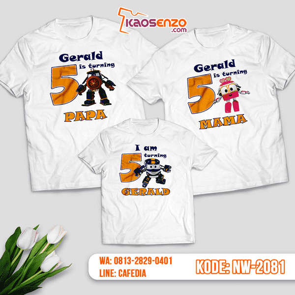 Baju Kaos Couple Keluarga Robot Trains | Kaos Ultah Anak | Kaos Robot Trains - NW 2081