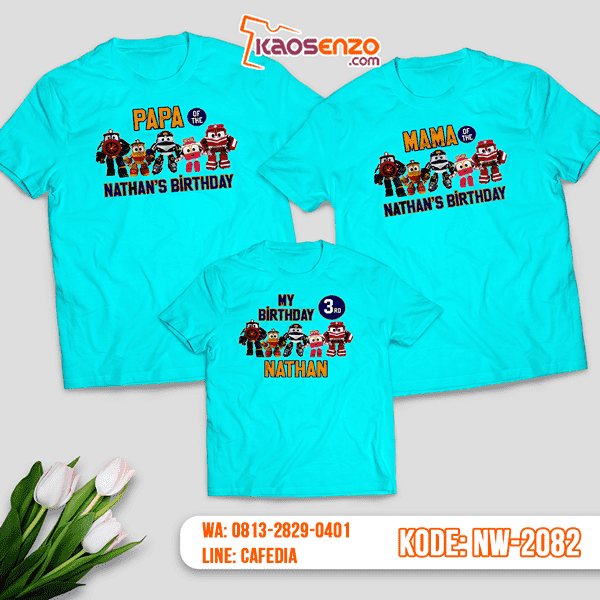 Kaos Couple Keluarga Robot Trains | Kaos Ulang Tahun Anak | Kaos Robot Trains - NW 2082