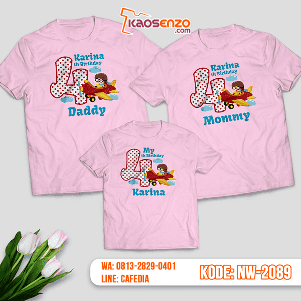 Kaos Couple Keluarga Pesawat | Kaos Ulang Tahun Anak | Kaos Pesawat - NW 2089