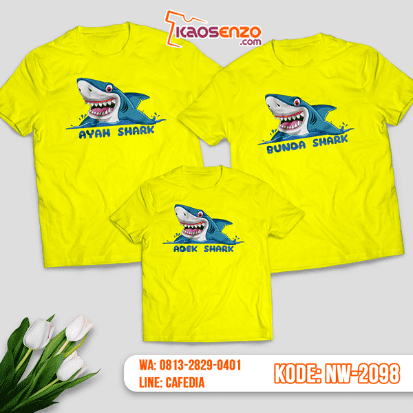 Baju Kaos Couple Keluarga Shark | Kaos Family Custom | Kaos Shark - NW 2098