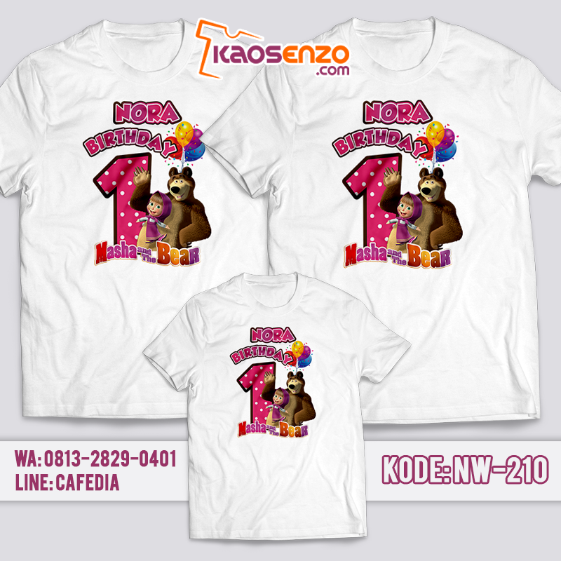 Baju Kaos Couple Keluarga | Baju Kaos Ultah Motif Masha And The Bear