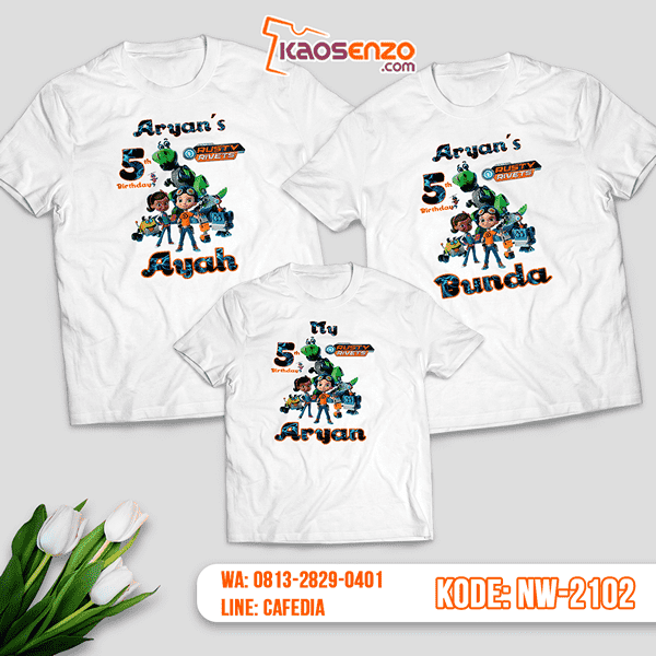 Baju Kaos Couple Keluarga Rusty Rivets | Kaos Ultah Anak | Kaos Rusty Rivets - NW 2102