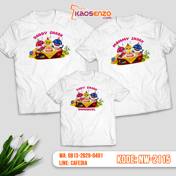 Baju Kaos Couple Keluarga Baby Shark | Kaos Family Custom | Kaos Baby Shark - NW 2115