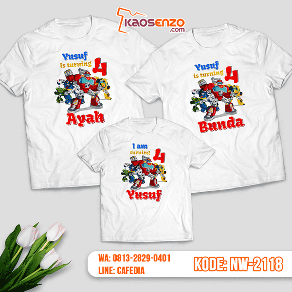 Baju Kaos Couple Keluarga Transformers | Kaos Ultah Anak | Kaos Transformers - NW 2118