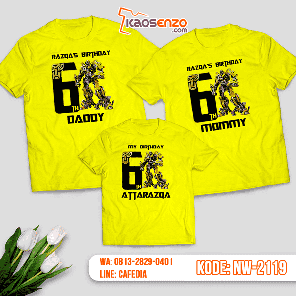 Kaos Couple Keluarga Transformers | Kaos Ulang Tahun Anak | Kaos Transformers - NW 2119