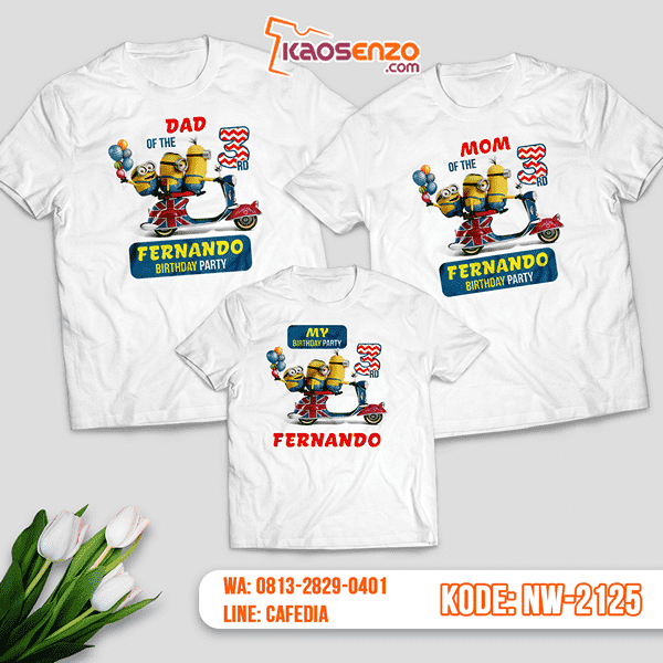 Baju Kaos Couple Keluarga Minion | Kaos Ultah Anak | Kaos Minion - NW 2125