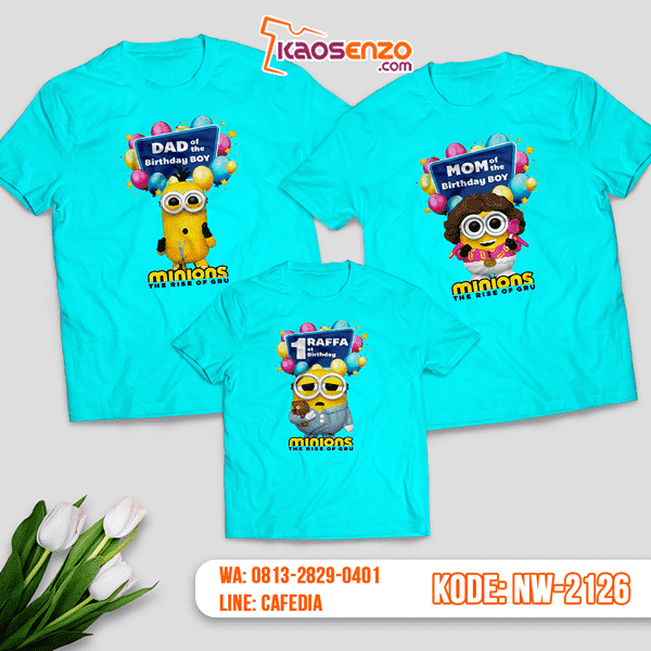 Kaos Couple Keluarga Minion | Kaos Ulang Tahun Anak | Kaos Minion - NW 2126