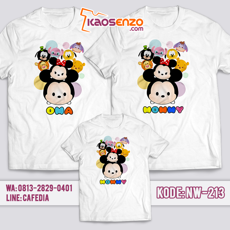 Baju Kaos Couple Keluarga | Baju Kaos Ultah Motif Tsumtsum