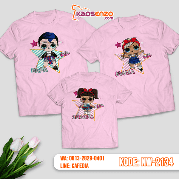 Baju Kaos Couple Keluarga LOL Doll | Kaos Family Custom | Kaos LOL Doll - NW 2134