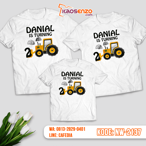 Baju Kaos Couple Keluarga Wheel Loader | Kaos Ultah Anak | Kaos Wheel Loader - NW 2137