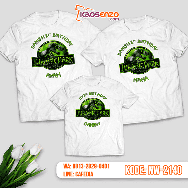 Baju Kaos Couple Keluarga Jurassic Park | Kaos Ultah Anak | Kaos Jurassic Park - NW 2140